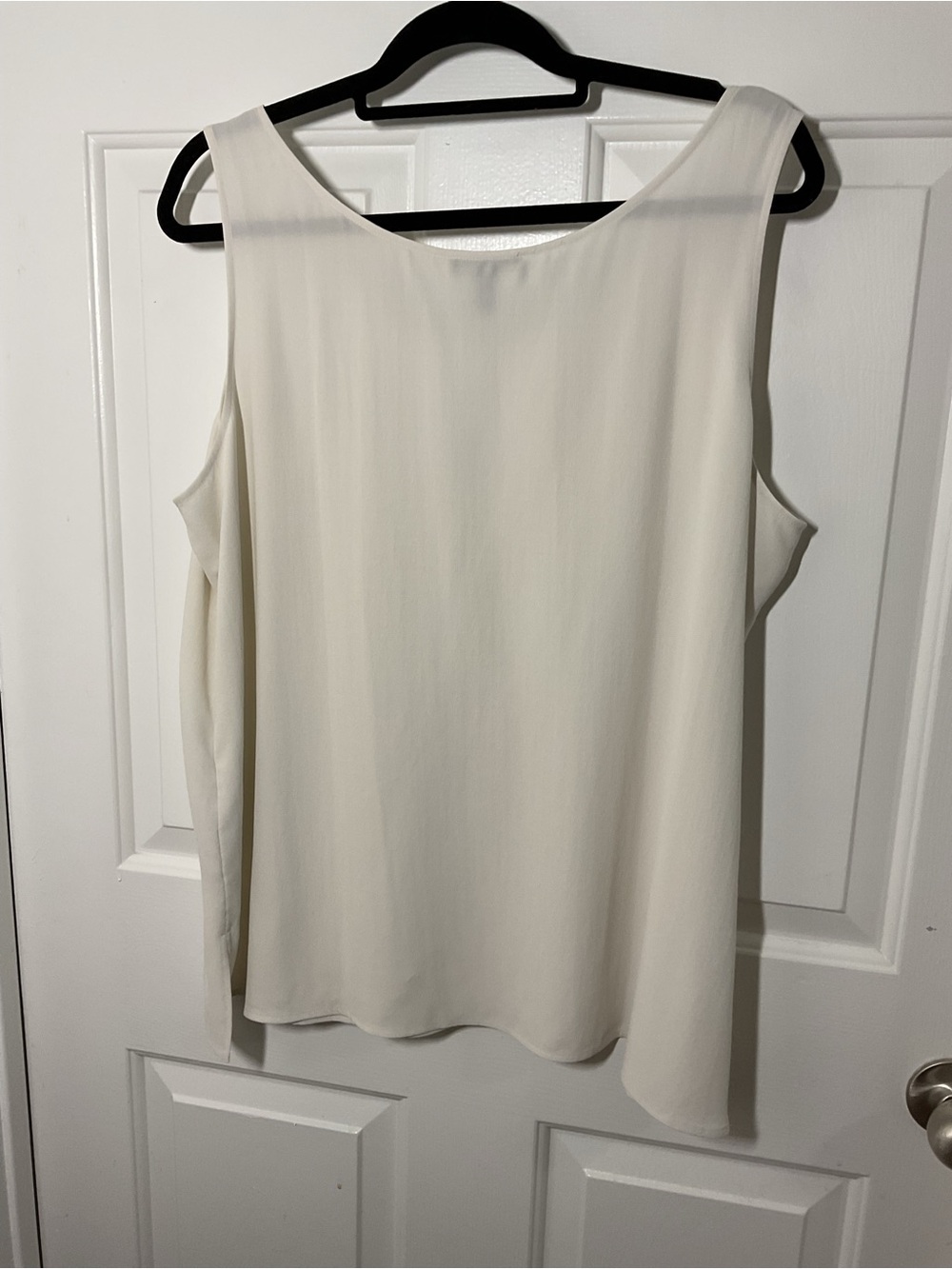 Eileen Fisher 100% Silk Georgette Crepe Shell Tank Top Bone Ivory XL NWT Washabl - Picture 6 of 9